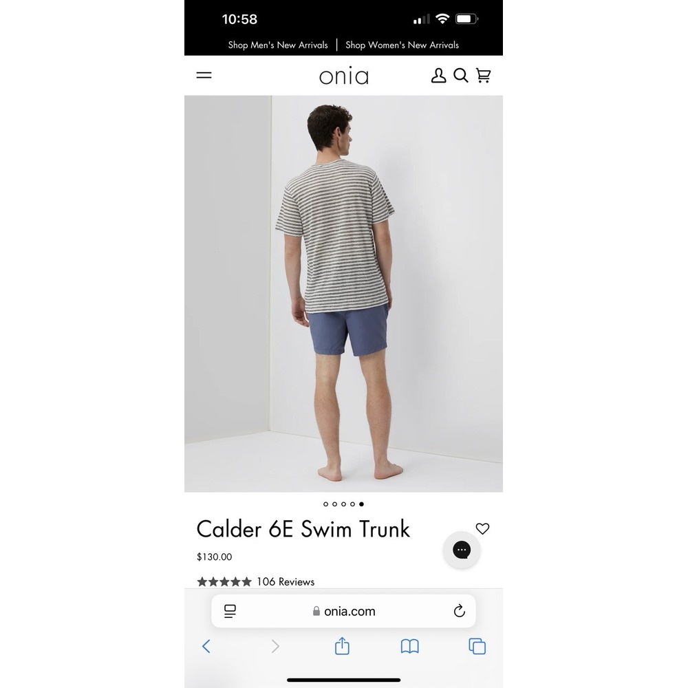 Onia The Calder Swim‎ Trunks Lined Shorts Mens 36x7 Blue Performance Drawstring - Picture 13 of 14